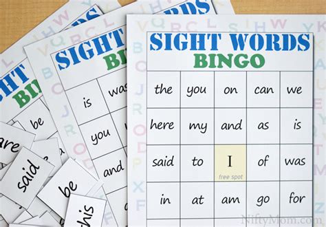 Sight Words BINGO with Free Printables – Nifty Mom