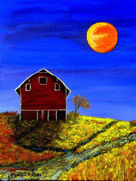 Harvest Moon, Oil Painting, One of a Kind, OOAK. Original Oil Painting, Oil on Canvas, - Etsy