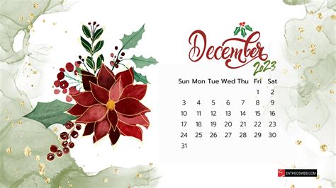 December 2023 Calendar Desktop Wallpaper | EntheosWeb