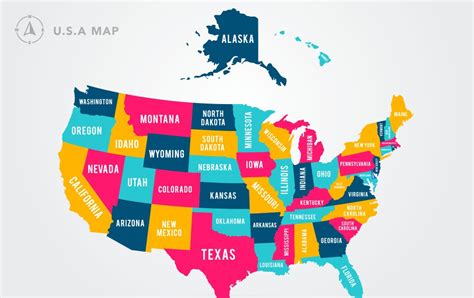 United States Map Colorful | Campus Map