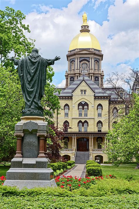 Notre Dame Golden Dome and Statue Photograph by Sally Weigand - Pixels