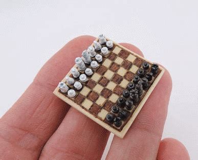 Hand Carved 1:24 Miniature Chess Set