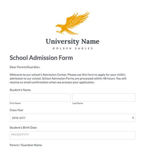 Online School Admission Form Template | Formstack