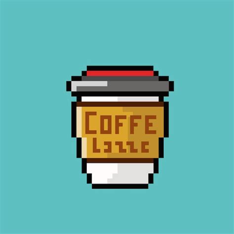 Premium Vector | Coffee glass with pixel art style