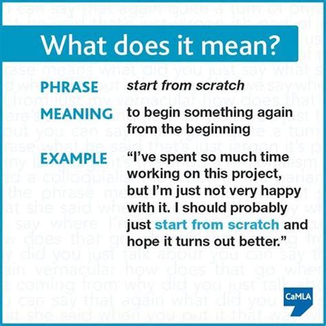 start from scratch idiom meaning - Latesha Saylor