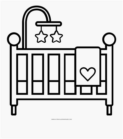 Crib Coloring Page - Draw A Baby Crib , Free Transparent Clipart ...