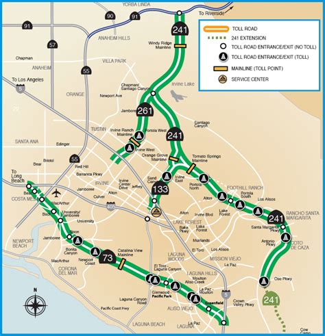 Southern California Toll Roads Map Map Of Highway 101 In California ...