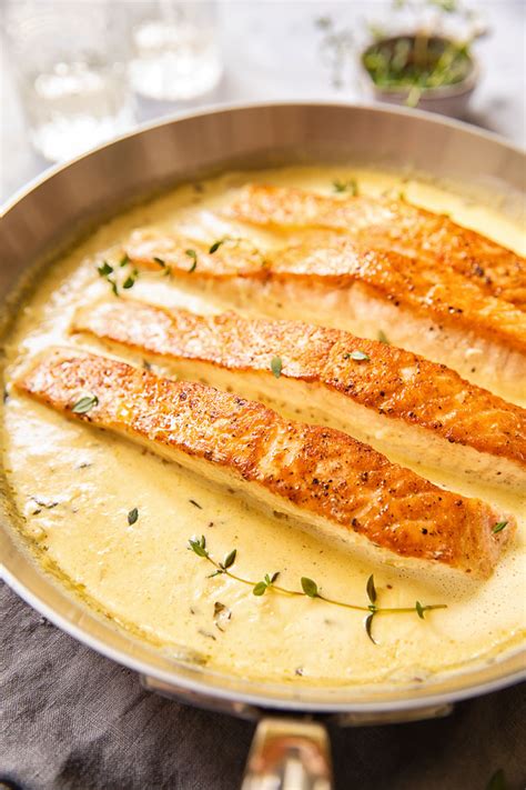 Pan Seared Salmon with Mustard Cream Sauce - Vikalinka