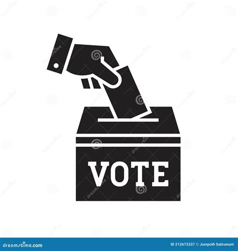 Hand Voting Ballot Box Icon, Election Vote Concept, Simple Silhouettes Flat Design for Web Site ...