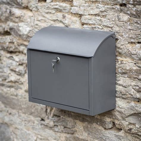 Large Wall Mounted Outdoor Charcoal Lock Mailbox Outside Steel Post Letter Box | eBay