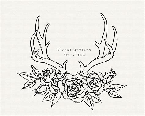 Floral Antler Svg Deer Antlers Cut File for Cricut - Etsy Canada