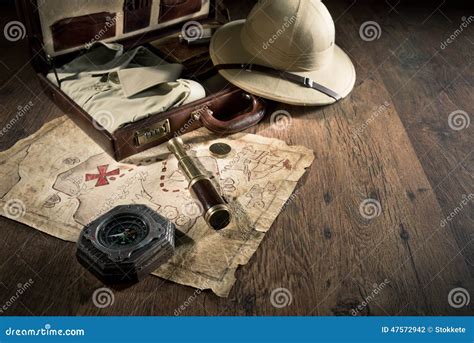 Ancient treasure map stock photo. Image of antique, telescope - 47572942