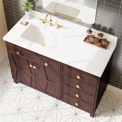 Scott Living Flaherty 48-in Cherry Undermount Single Sink Bathroom Vanity with White Quartz Top ...