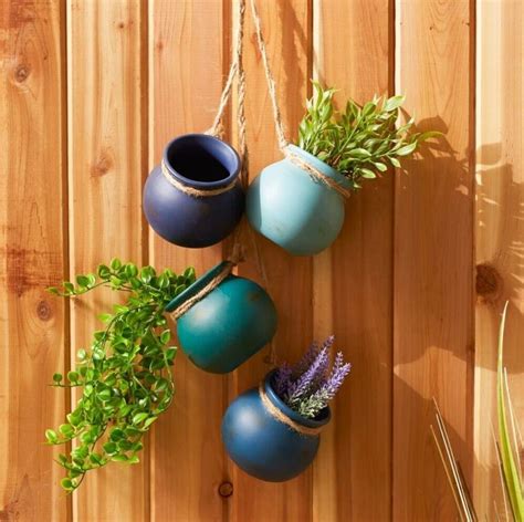 Mini Planters | Mexican Blue Tone Terra Cotta Wall Mini Planter Set