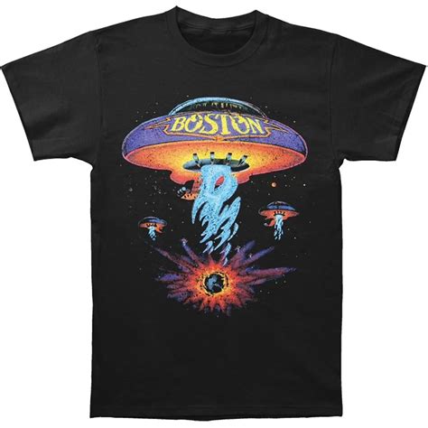 2018 Streetwear Short Sleeve Tees Boston Spaceship Classic Rock Album Cover Adult T shirt ...