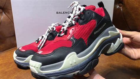 Review Balenciaga Triple S Red Black - YouTube