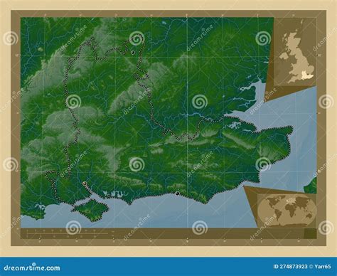 South East, United Kingdom. Physical. Major Cities Stock Illustration ...