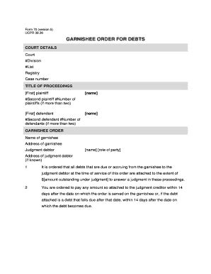 Garnishee Order For Debts - Approved Civil Forms - Fill and Sign ...