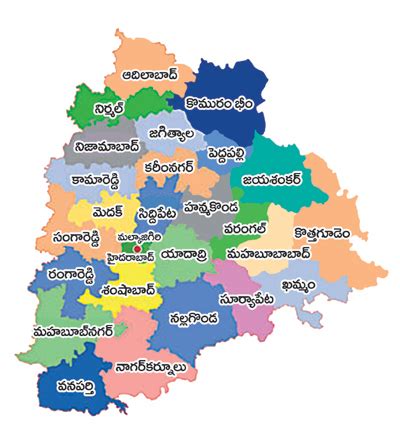 New Telangana Map with New Districts