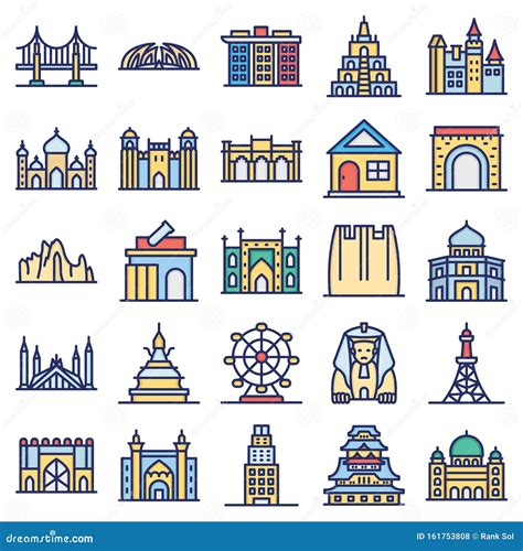 World Landmarks Isolated Vector Icons Set that Can Easily Modify or Edit Editorial Stock Photo ...