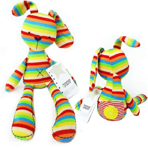 50cm Brand New Colorful Rainbow Stripe Rabbit Soft Plush Toy Bunny Rabbit Baby Placate Toy ...