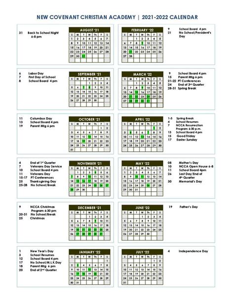 Calendar - NEW COVENANT CHRISTIAN ACADEMY