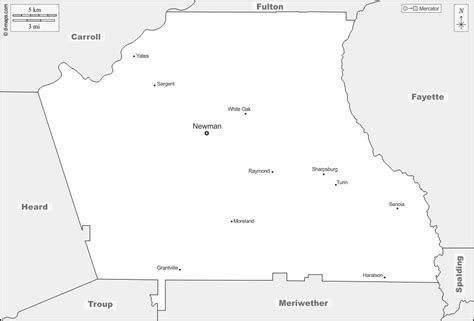 Coweta County free map, free blank map, free outline map, free base map ...