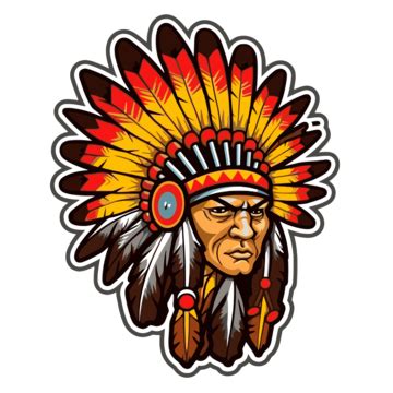 Native Head Sticker With Feathers Clipart Vector, Native American Headdress, Native American ...