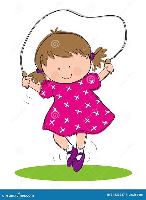 Girl With A Skipping Rope Coloring Page Stock Image | CartoonDealer.com ...