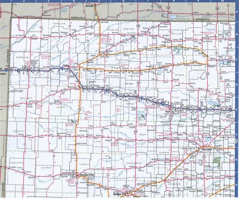 Map of Kansas Western,Free highway road map KS with cities towns counties