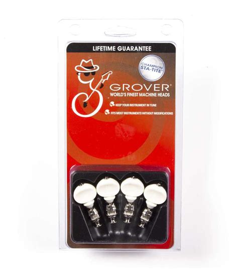 Genuine Grover 6W Ukulele Pegs Soprano White button, set of 4 – SportHiTech