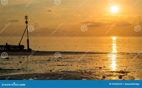 Sunset on the Beach in Hunstanton, Norfolk, UK Stock Image - Image of ...