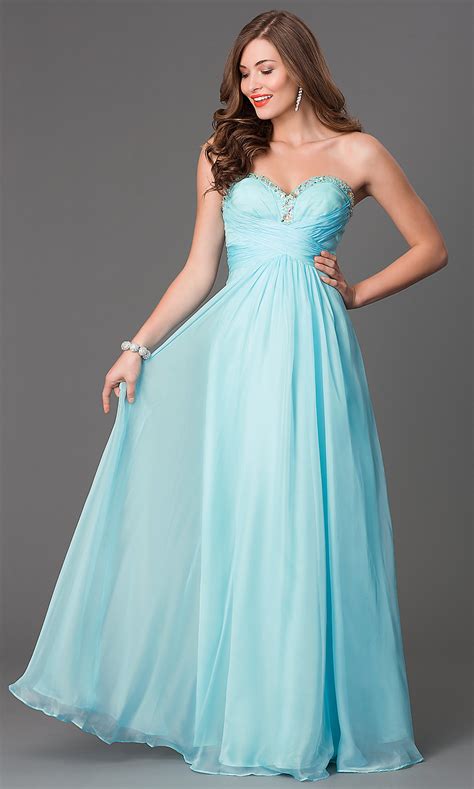 Mint Green Prom Gowns, Strapless Prom Dresses in