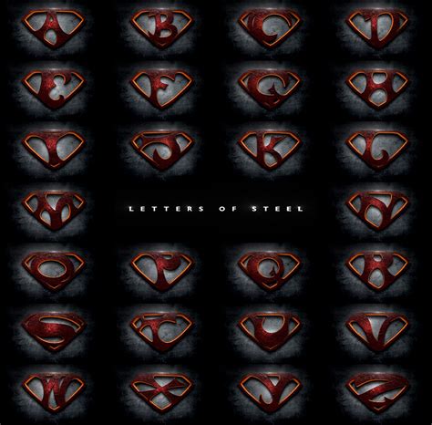 "Letters of Steel" - the alphabet in the style of the "Man of Steel" movie logo. | Man of steel ...