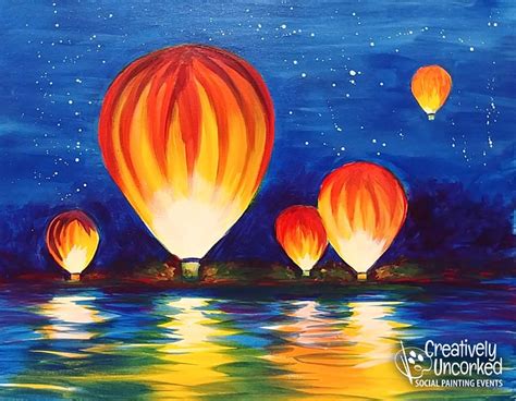 Hot Air Balloons Airing Up | Balloon painting, Oil pastel drawings easy ...