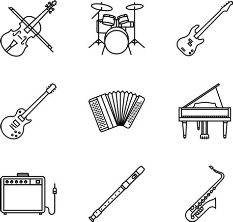 Musical Instruments Gallery Black And White Music Instruments - Clip Art Library