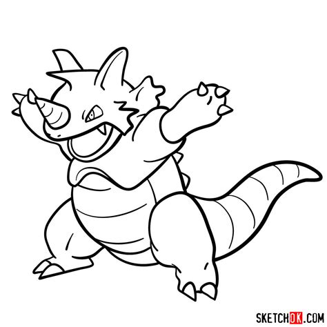 printable coloring pages rhydon pokemon ready for download