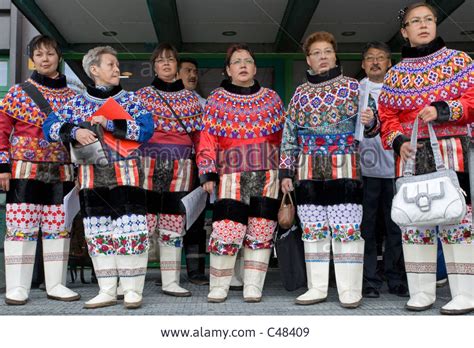 Stock Photo - People in traditional costume on the National Day in Greenland, in Nuuk, Greenland ...