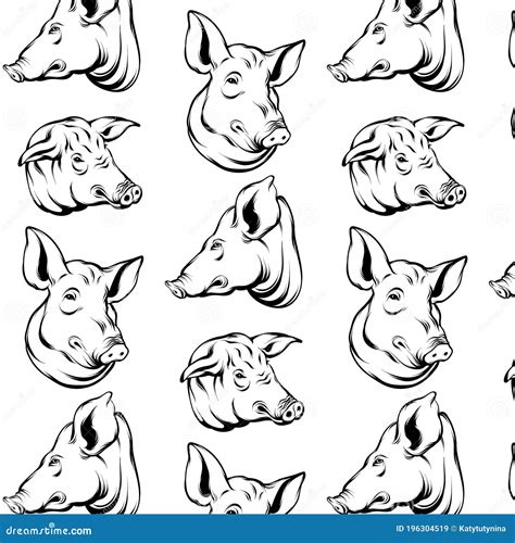 Vector Hand Drawn Illustration of Pig`s Head. Tattoo Artwork Stock Vector - Illustration of ...