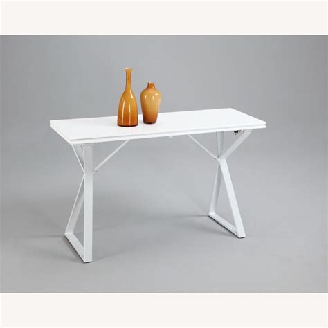 Wayfair Gloss White Flip Top Console to Dining Table - AptDeco