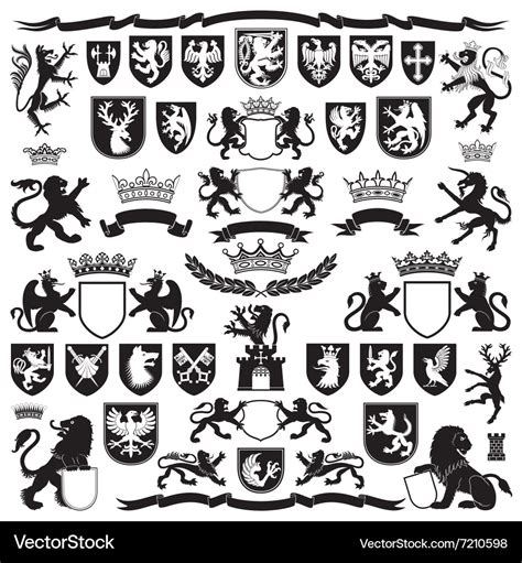 Heraldry symbols and decorative elements Vector Image