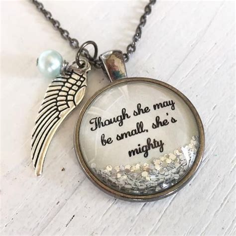 Inspirational quote necklace for women,Though she may be small, she's ...