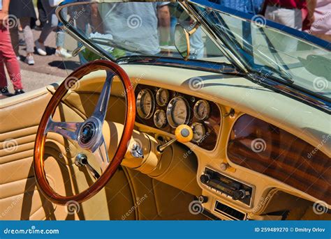 BADEN BADEN, GERMANY - JULY 2022: Leather Interior Of Beige 1935 AUBURN ...