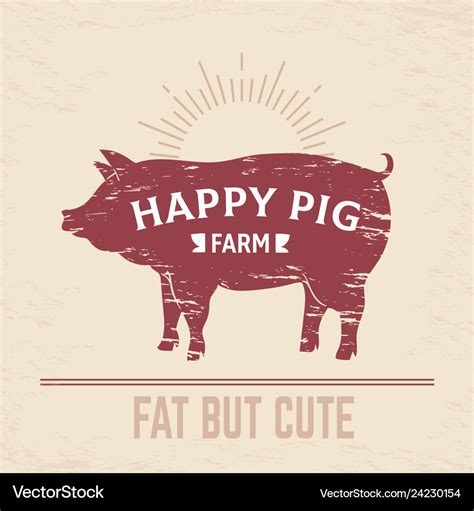 Butcher pig poster vintage bbq pork logo farm Vector Image