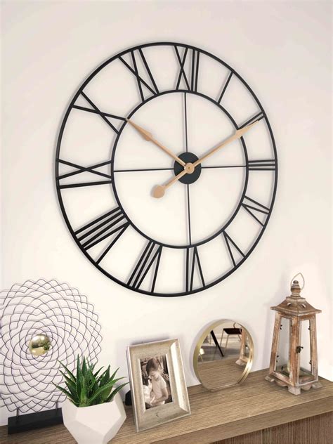 John lewis partners large roman numeral skeleton wall clock 80cm black ...