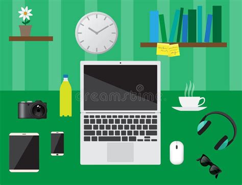 Workplace Concept. Flat Design Stock Vector - Illustration of desktop, business: 54734397