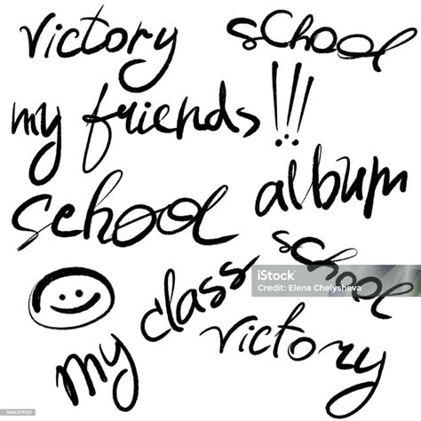 Black And White Lettering For The School Yearbook Handdrawn Clipart ...