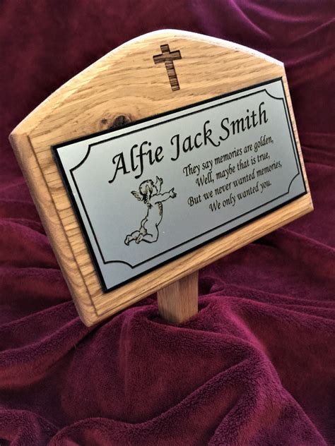 Custom Grave Markers. Wooden Oak Memorial Plaque Personalised Burial C ...