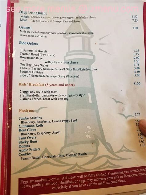 Menu at Lighthouse Cafe & Bakery, Seward