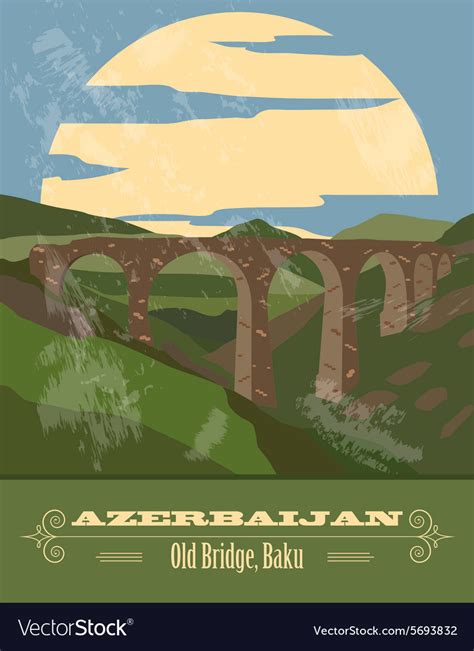 Azerbaijan landmarks Retro styled image Royalty Free Vector